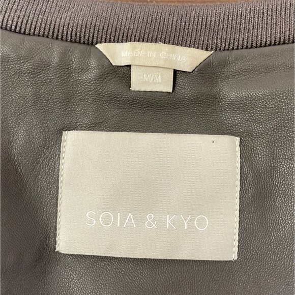 Soia & Kyo Womens Leather Jacket With Zipper and Floral Lining Size M - Picture 8 of 10